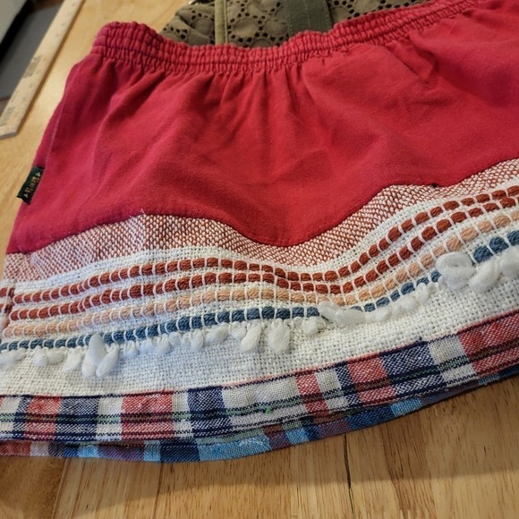 #upcycled vintage Red Elastic waist Mini Skirt Bohemian Hand Made - Picture 11 of 11